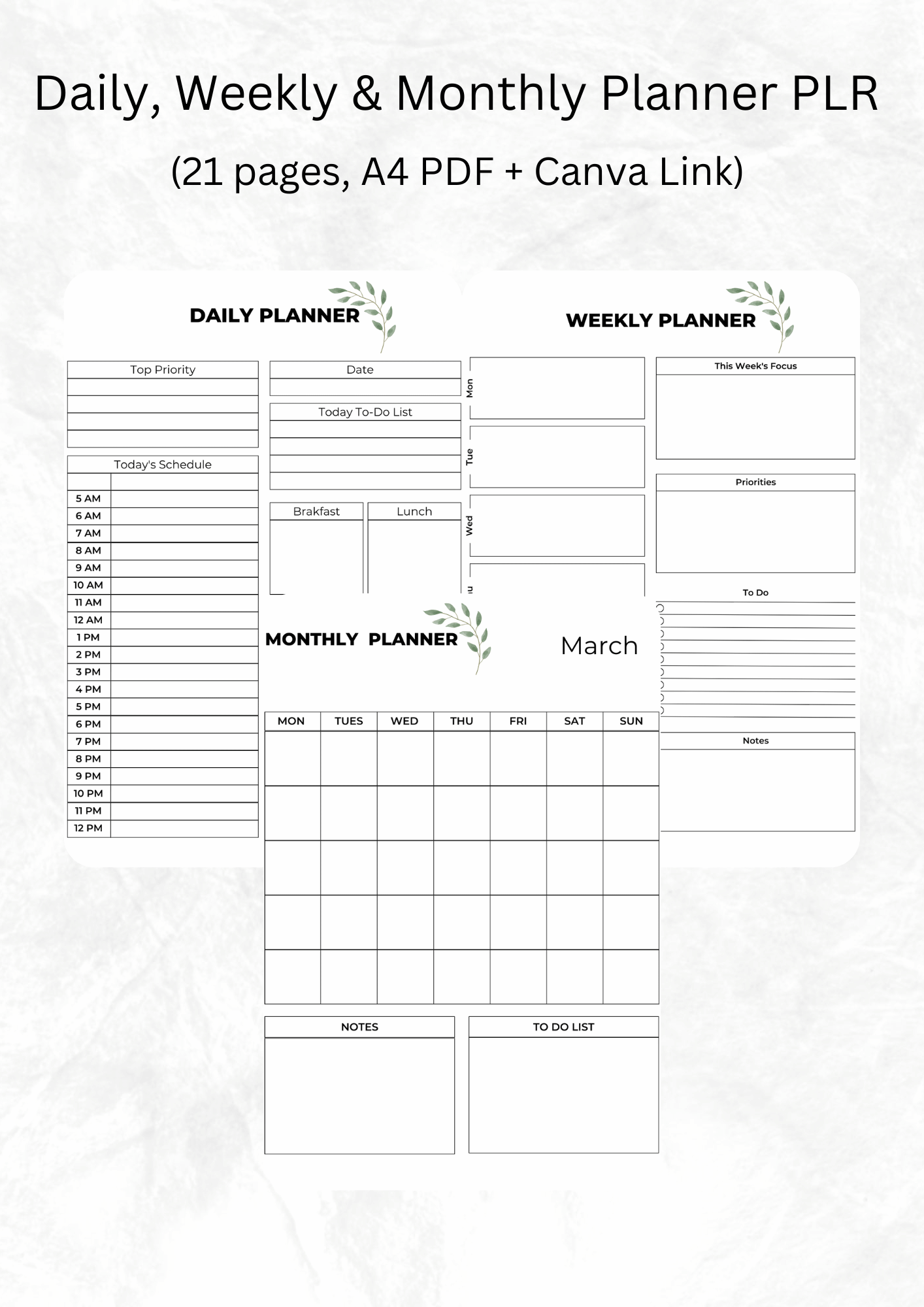 Daily, Weekly & Monthly Planner