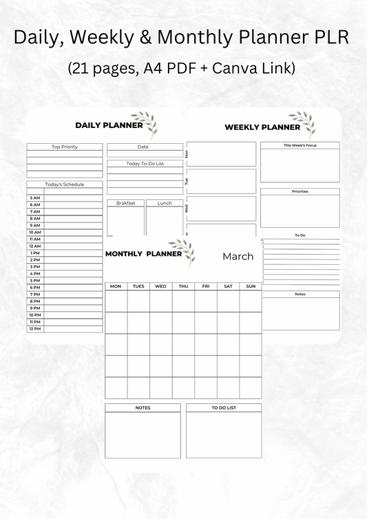 Daily, Weekly & Monthly Planner